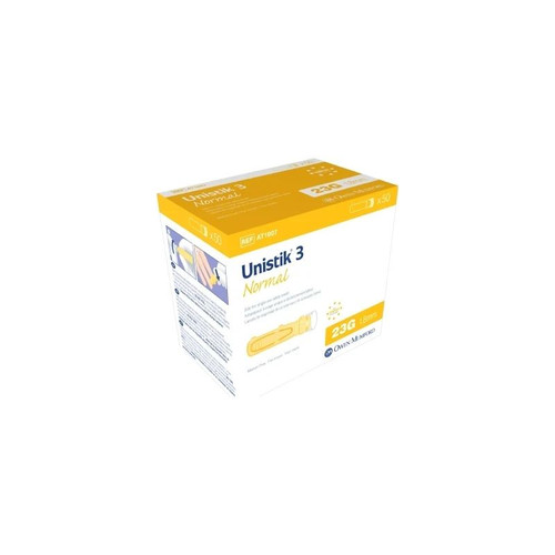 Owen Mumford - Unistik 3 - At 1007 - Safety Lancet 23 Gauge Retractable Push Button Activation Finger - Box/50