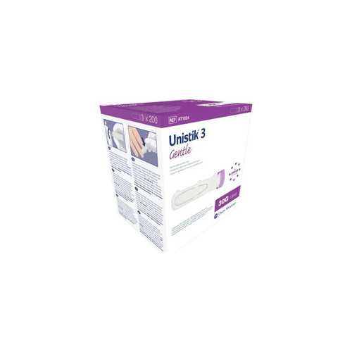 Owen Mumford - Unistik 3 - At1024 - Safety Lancet 30 Gauge Retractable Push Button Activation Finger - Box/200