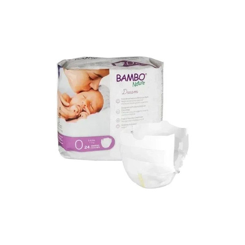Abena - Bambo - 1999910129 - North America Nature Dream Diapers Eco - Friendly Baby Diaper, Size 0, Newborn - Fully Breathable Backsheet - Guaranteed Skin Safe - Case/144