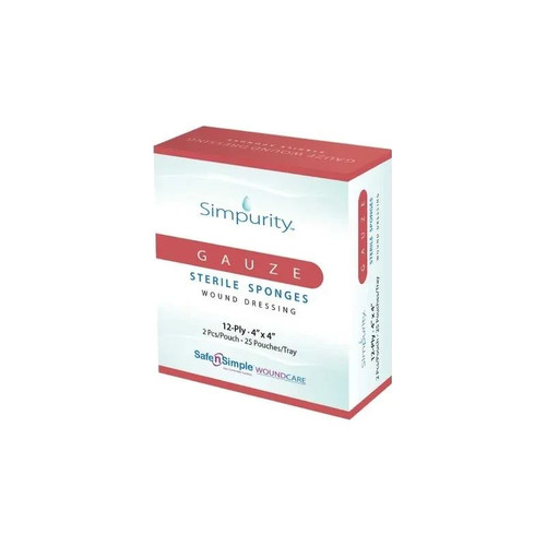 Safe N Simple - Sns54444 - Simpurity Gauze Dressing, 4" X 4", Sterile 2's - Box/25