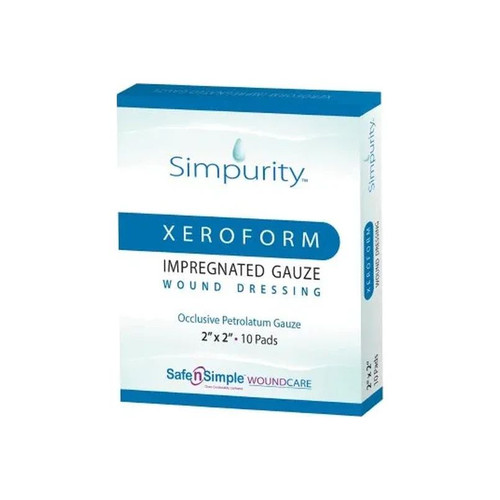 Safe N Simple - Sns58822 - Simpurity Xeroform Petrolatum Impregnated Gauze Wound Dressing, 2" X 2". - Box/10