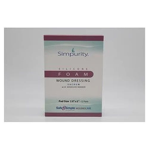 Safe N Simple - Sns77758 - Simpurity 5 Layer Bordered Sacral Shape Silicone Foam Dressing, 5" X 8" - Box/12