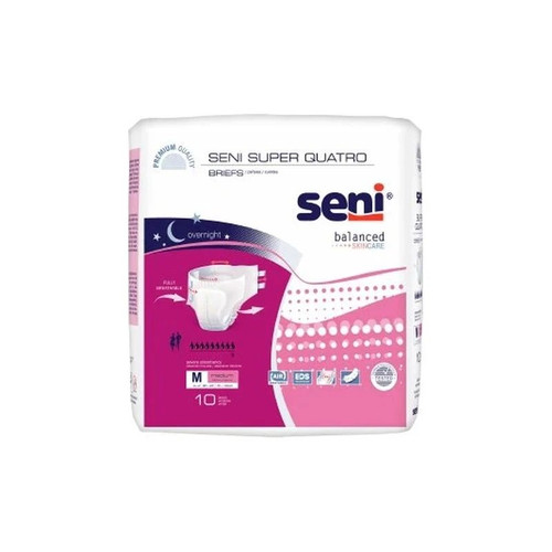 Tzmo - Seni Super Quatro - S-ME10-BQ1 - Unisex Adult Incontinence Brief Medium Disposable Heavy Absorbency 