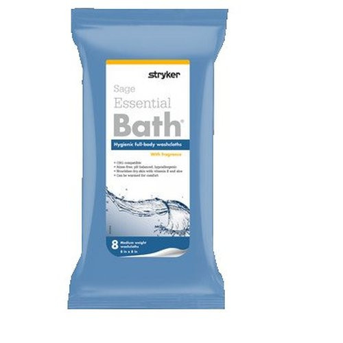 Stryker - 7800 - Essential Bath Cleansing Washcloths, Fragrance, 8 Count - Case/480