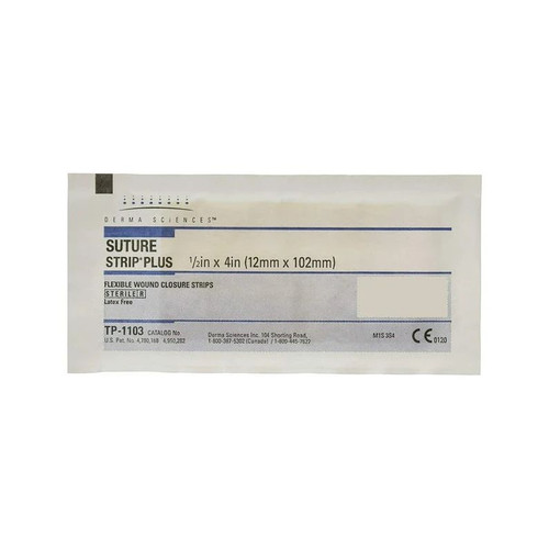Gentell - Suture Strip Plus - Tp1103 - Skin Closure 1/2 X 4 Inch Nonwoven Material Flexible Tan - Box/50