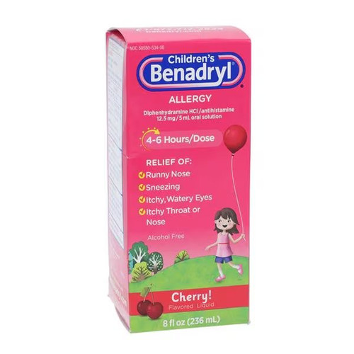 Johnson & - J Sales - 50580053408 - Benadryl Allergy, Liq 12.5Mg/5Ml 236Ml Cherry - Each