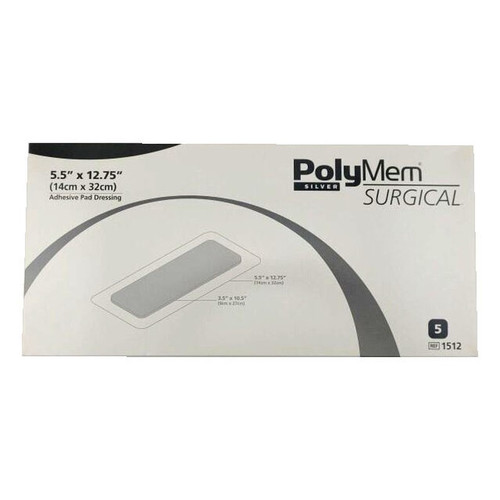 Ferris - Polymem Surgical Max - 1512 - Silver Foam Dressing 5 - 1/2 X 12 - 3/4 Inch Rectangle Sterile - Case/10
