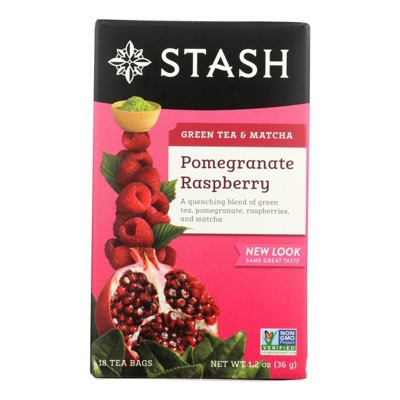 Stash Tea - 219322 - Green Teas & White Blends Pomegranate Raspberry With Matcha 18 Bags - Each