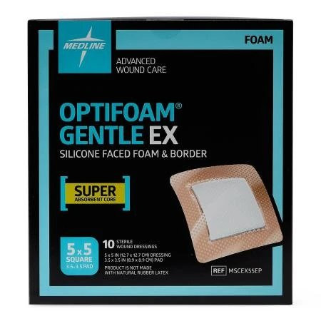 Medline - Mscex55epz - Optifoam Gentle Ex, Bordered, 5x5 - Each