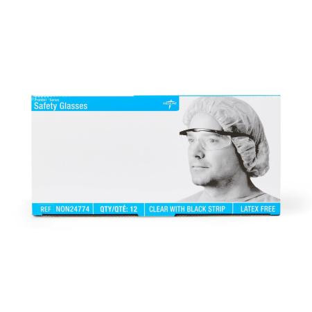 Medline - Non24774h - Glasses,Safety,Clear,Black Strip - Each