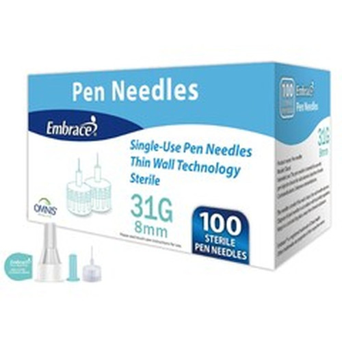 Omnis Health - Shn02Mm3108 - Embrace Pen Needles, 31G, 8Mm, 100 Ct - Box/100