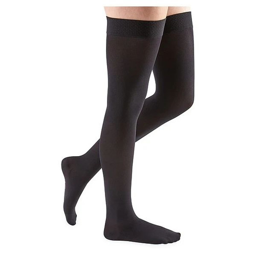 Medi - 18756 - Thigh - High With Beaded Silicone Top Band, 20 - 30 Mmhg, Closed Toe, Ebony, Size 6. - Package/2