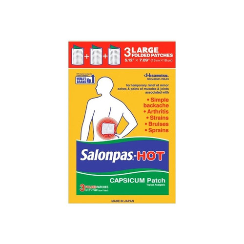 Emerson Healthcare - Salonpas - 46581070003 - Hot Topical Pain Relief Capsaicin Patch 3 Per - Carton/3
