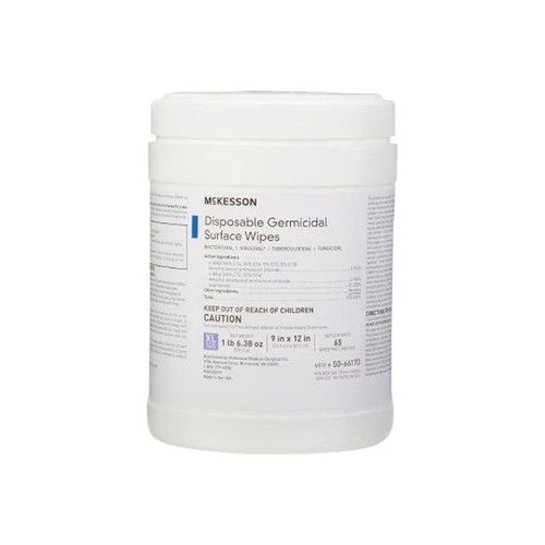Mckesson - 50-66170 - Surface Disinfectant Premoistened Manual Pull Wipe 65 Count Canister Alcohol Scent Nonsterile - Box/1