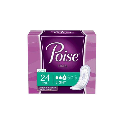 Kimberly Clark - Poise Long Length - 48536 - Bladder Control Pad 10.87 Inch Light Absorbency Sodium Polyacrylate Core One Size Fits Most - Case/96