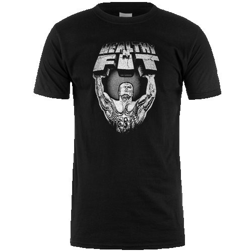 Fit And Healthy - N - 799750002371 - Black T - Shirt W/ Chrome Logo - Each