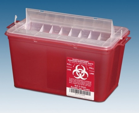 Plasti-Products - 145004 - Container Sharps Red 5Qt Horizontal - CS/25