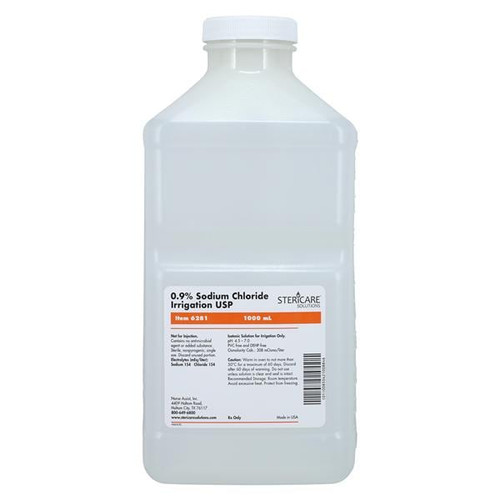 Nurse Assist - 6381 - USP 0.9% Sodium Chloride for Irrigation, Square Bottle, Break Band Cap, 1000 mL - REPLACES WE6281