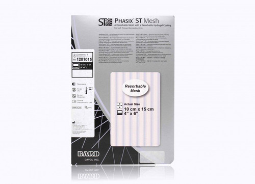 Bard Rochester - 1201015 - Bard Phasix St Mesh A Resorbable Mesh W/ Resorbable Hydrogel Coating For Soft Tissue Reconstruction - Each