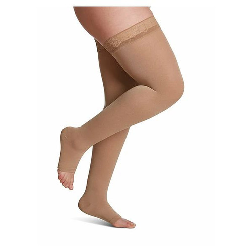 Sigvaris - 843Nmso35 - Soft Opaque Thigh - High With Grip - Top, 30 - 40 Mmhg, Short, Open