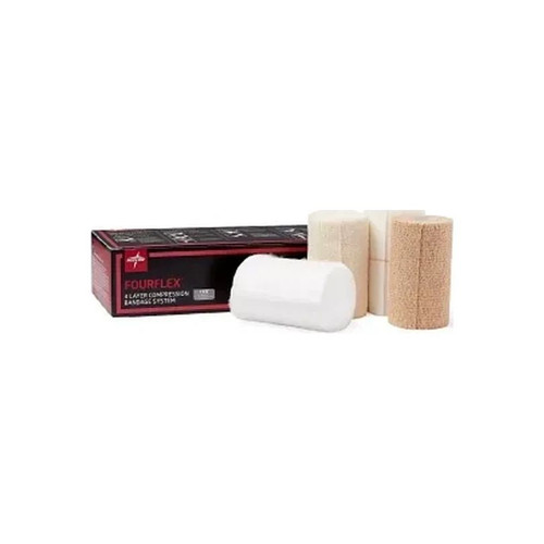 Medline - Fourflex - Msc4400 - 4 Layer Compression Bandage System Multiple Sizes Self - Adherent / Tape Closure Tan White Nonsterile 30 To 40 Mmhg
