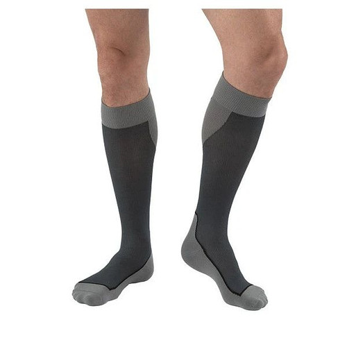 Bsn Medical - Activa - 7529010 - Sock, Comprsn Sport Knee - Hi Clsd Toe 20 - 30Mmhg Blk/Gry Sm