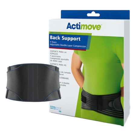 Bsn Medical - Actimove - 7554122 - Back Support, 4Stays Adj Dbl Layer Compression Blk Lg