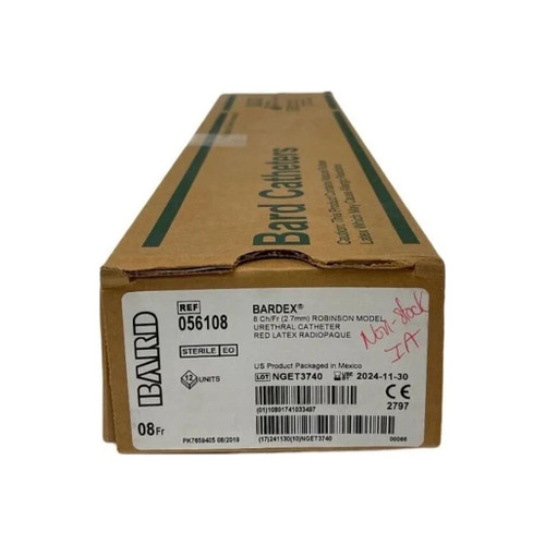 Bard Rochester - Bardex - 056108 - Home Health Div - Robinson Latex Catheter 8 Fr 16" L, Red, Two Opposing Eyes, Sterile, Single Use