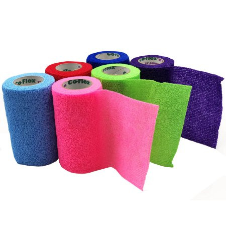 Andover - Co-Flexmed - 7300Cp-024 - Coated Products - Cohesive Bandage 3 Inch X 5 Yard Self - Adherent Closure Neon Pink / Blue Purple Light Green Red Nonsterile 16 Lbs Tensile Strength