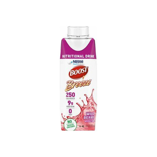 Nestle - Boost - 4390068560 - Breeze, Wild Berry, 8 Oz Tetra Prisma With Convenient Reclosable Cap 250 Calories Per 237Ml Prism Lactose - Free, Gluten - Free.