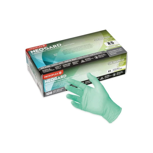 Microflex - C522 - Neoguard Exam Pf Chloroprene, Gloves, Green, Textured Fingers, M