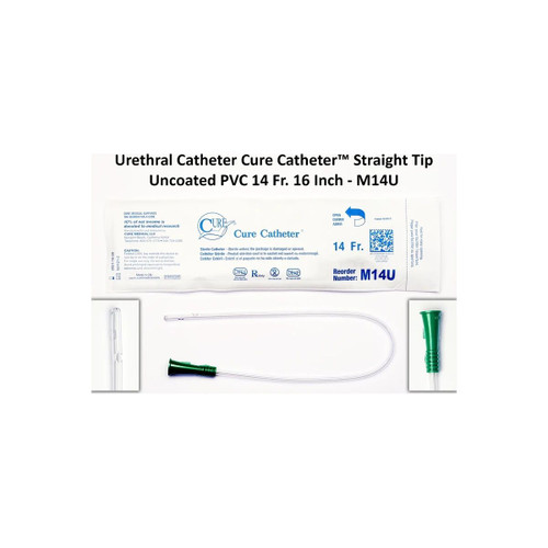 Convatec - Cure Medical - M14U - Urethral Catheter Straight Tip Uncoated Pvc 14 Fr 16 Inch