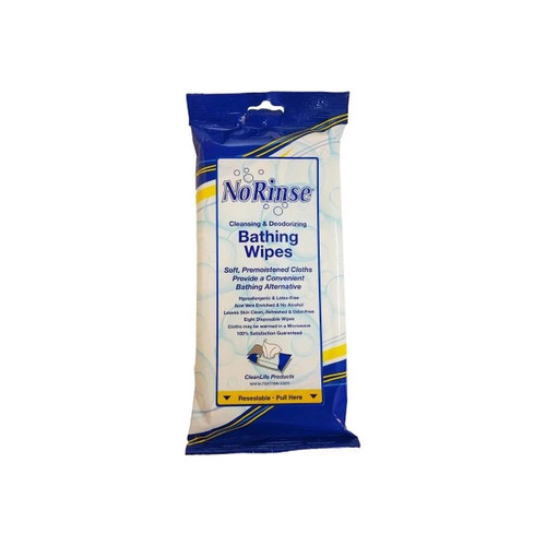 Cleanlife Products - No Rinse - 01000 - Free Bath Wipe Soft Pack Water / Propylene Glycol Glycerin Aloe Scented 8 Count