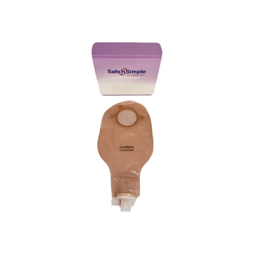 Safe N Simple - Sns7501214 - 9" Urostomy 2 - Piece Pouch, Beige, 57Mm, 1/4" Flange, With Valve, And Belt Tabs