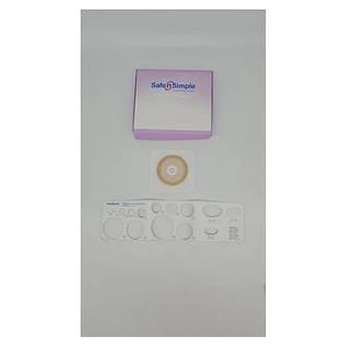Safe N Simple - Sns7805234 - 5" X 2 - Piece Wafer, Extended Wear, With Tape Collar, White, 70Mm, 3/4" Flange Cut - To - Fit
