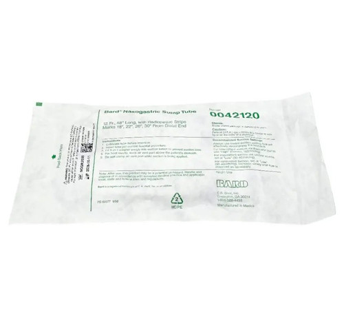 Bard Rochester - 0042120 - Home Health Div - Standard Nasogastric Sump Tube 12 Fr, 48" L, Pvc, Dual - Lumen, Sterile, Single - Use, Without Stylet