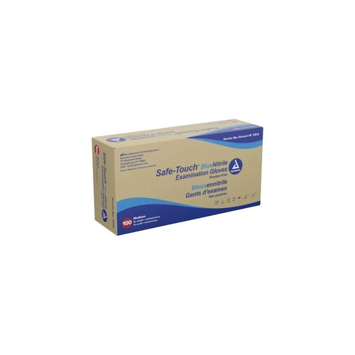 Dynarex - Safe-Touch - 2512 - Exam Glove Medium Nonsterile Nitrile Standard Cuff Length Textured Fingertips Blue Not Rated