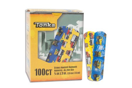Dukal - American White Cross Stat Strip - 10849 - Adhesive 3/4 X 3 Inch Plastic Rectangle Kid Design (Tonka) Sterile