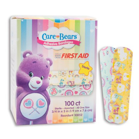 Dukal - American White Cross Stat Strip - 10852 - Adhesive 3/4 X 3 Inch Plastic Rectangle Kid Design (Care Bears) Sterile