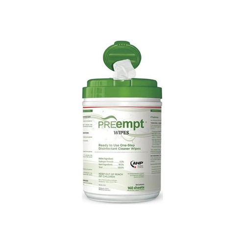 Contec - Preempt - 21221 - Surface Disinfectant Cleaner Premoistened Cleanroom Manual Pull Wipe 160 Count Canister Unscented Nonsterile