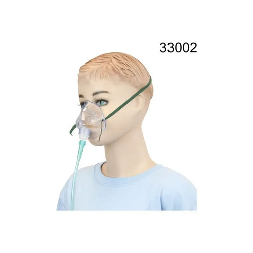 Dynarex - Resp-O2 - 33002 - Oxygen Mask Full Face Style Pediatric Medium Adjustable Head Strap / Nose Clip