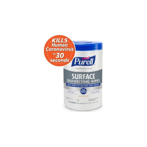 Gojo Industries - Purell Professional - 9342-06 - Surface Disinfectant Cleaner Premoistened Alcohol Based Manual Pull Wipe 110 Count Canister Citrus Scent Nonsterile