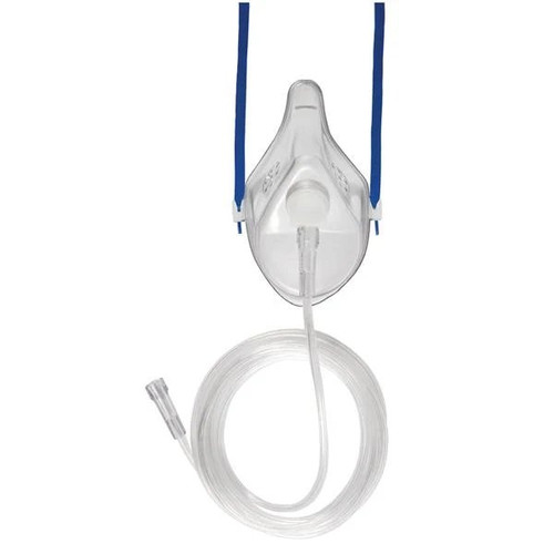 Mada Medical - 1327 - Oxygen Mask Elongated Style Adult One Size Fits Most Adjustable Head Strap