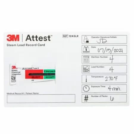 3M - Comply Sterigage - 1243Lr - Card, Record Steam Ci Load Strlz Integrator