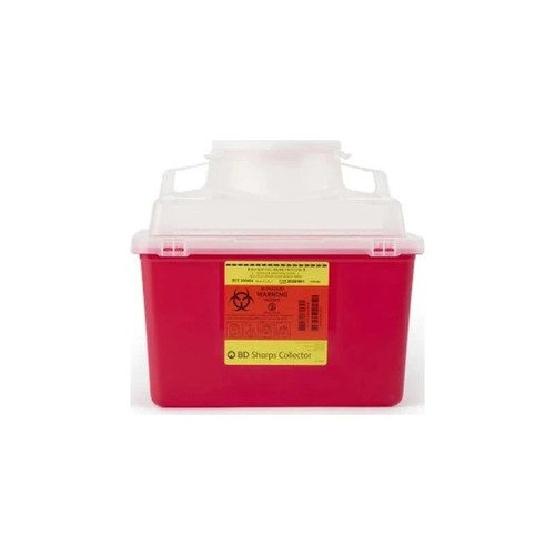 Bd Becton Dickinson - Bd - 305464 - Sharps Container Red Base 11 - 1 2 H X 12 - 4 5 W 8 - D Inch Vertical Entry 3.5 Gallon 