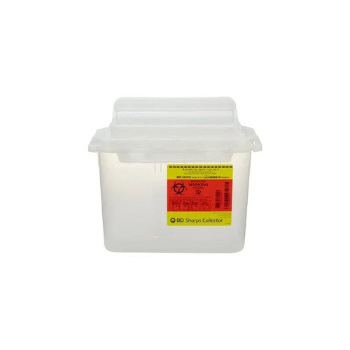 Bd Becton Dickinson - 305551 - Sharps Container Translucent White Base 12 H X W 4 - 4/5 D Inch Horizontal Entry 1.35 Gallon