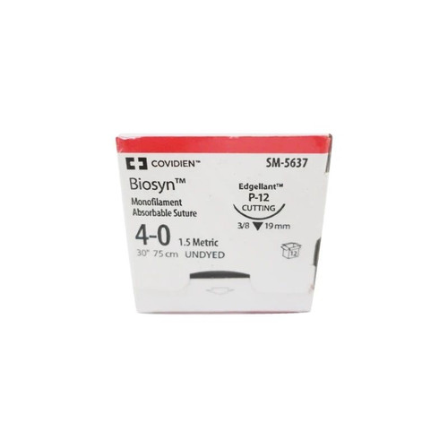 Cardinal Health - Biosyn - Sm-5637 - Medtronic / Absorbable Suture With Needle Polyester P - 12 3/8 Circle Precision Reverse Cutting Size 4 - 0 Monofilament