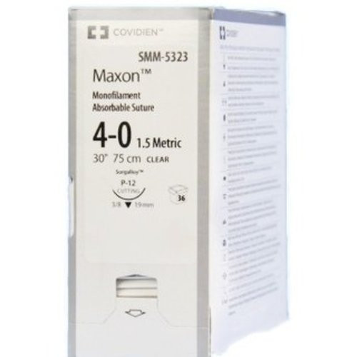 Cardinal Health - Maxon - Smm-5323 - Absorbable Suture With Needle Polyglyconate P - 12 3/8 Circle Precision Reverse Cutting Size 4 - 0 Monofilament