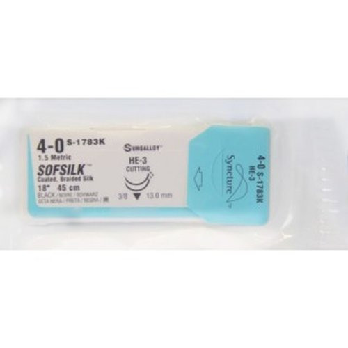 Cardinal Health - Medtronic - S-1783K - / Suture Sofsilk Wax Sillicone Coated Braided Silk 4 - 0 He - 3 Black )