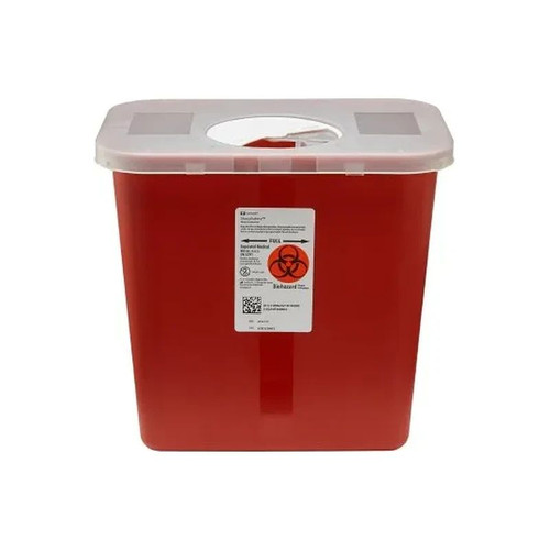 Cardinal Health - Sharpsafety - 8970 - Sharps Container Red Base 10 H X 1/2 W 7 - 1/4 D Inch Vertical Entry 2 Gallon
